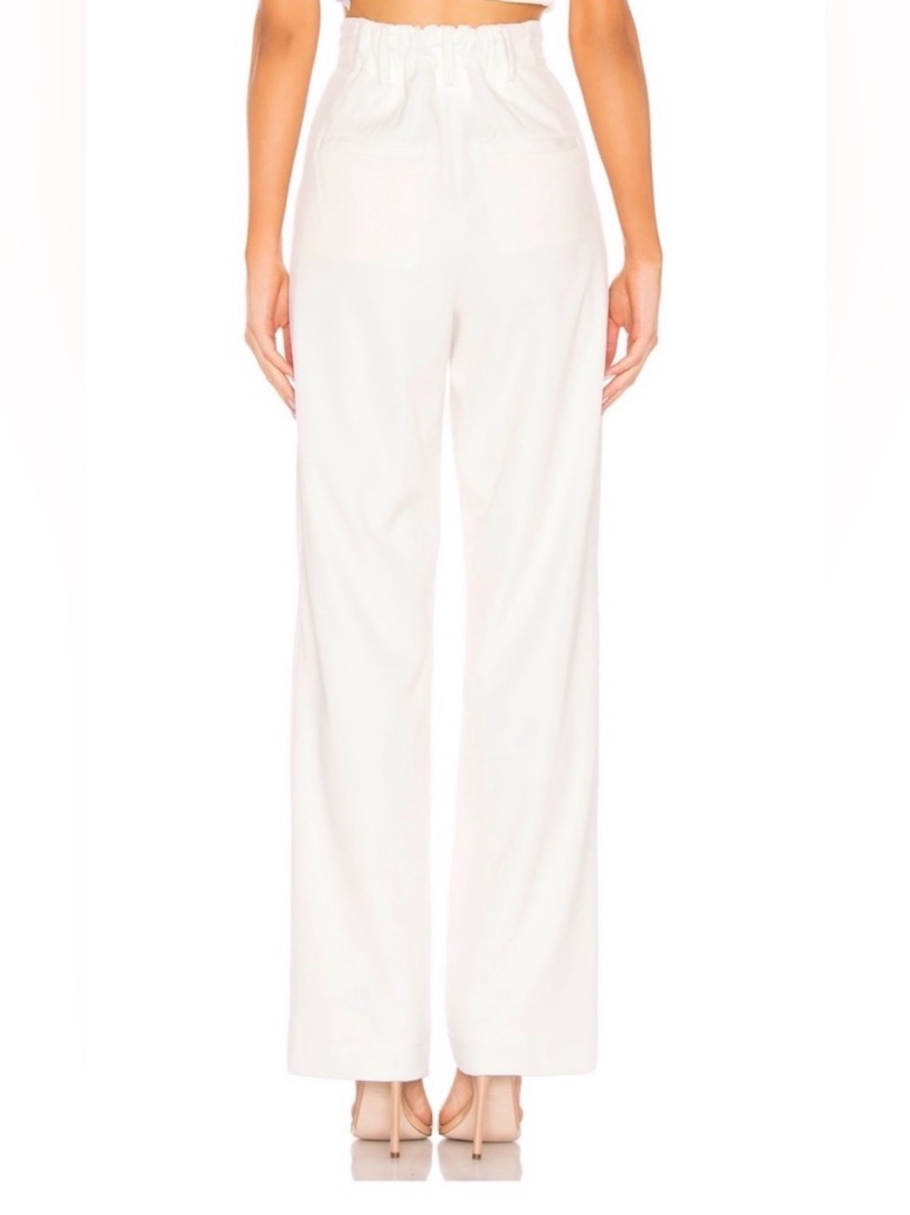 LPA Carlotta Pleated Wide Leg Trouser Pants Ivory White Size Small preppy comfy - Picture 3 of 11